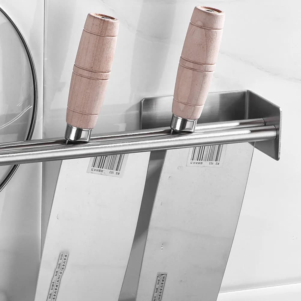 Double Bar Stainless Steel Wall Mounted Rack for Kitchen Utensils Bath Towels Hats Coats Handbags Umbrellas Rustproof Waterproof