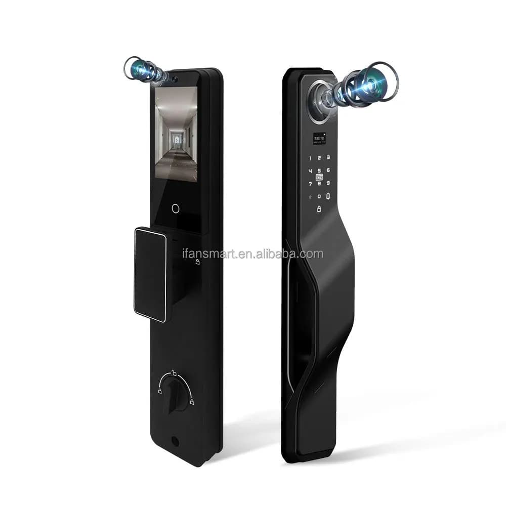 Full Automation Door Lock with Dual Cameras, Wifi Smart Door Lock with Intercom Function, Support ODM&OEM Card and Color