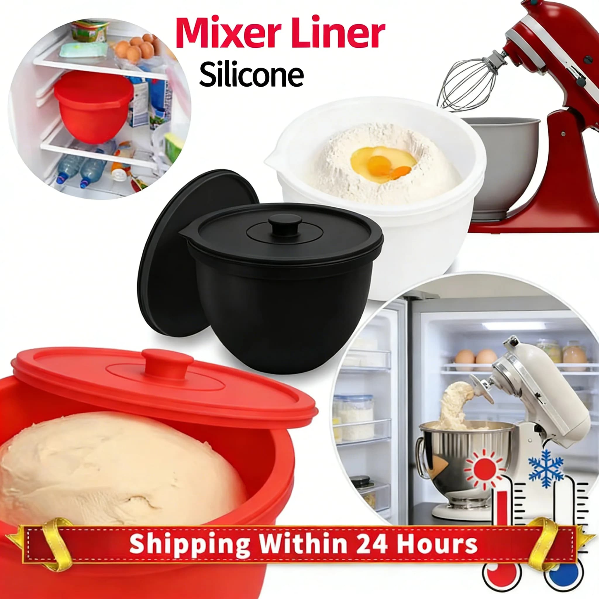 1PC Fodera universale in silicone per KitchenAid 5 Qt Miscelatori con testa inclinabile Resistente al calore Miscelatore Ciotola Attacco Utensili da cucina