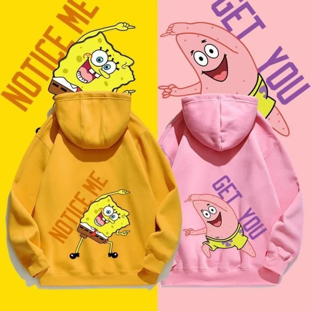 Felpa con Cappuccio SpongeBob Patrick Star per Uomo e Donna, Felpa in Pile Larga e Calda per Autunno e Inverno, Pullover Casual per Coppie
