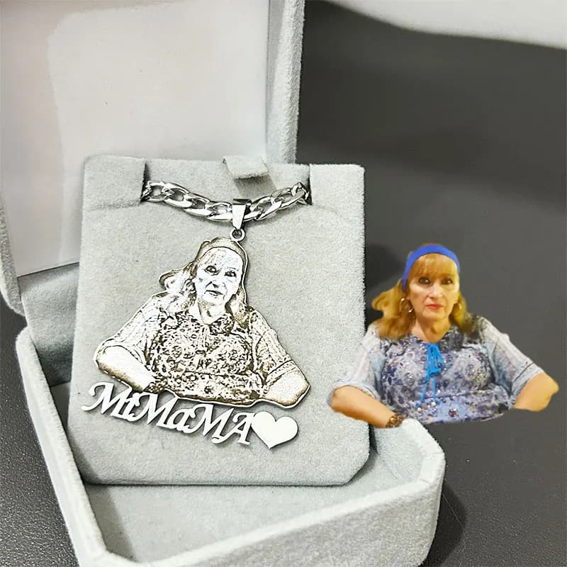 Collana Personalizzata con Foto in Acciaio Inossidabile, Ciondolo Inciso al Laser, Catena Cubana, Pendente Personalizzato con Testo, Regali Personalizzabili