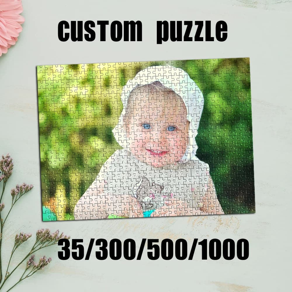 35/300/500/1000pcs Personalized Custom Photo Puzzle wedding photos Customize for Birthday Wedding Valentine's Day Gift