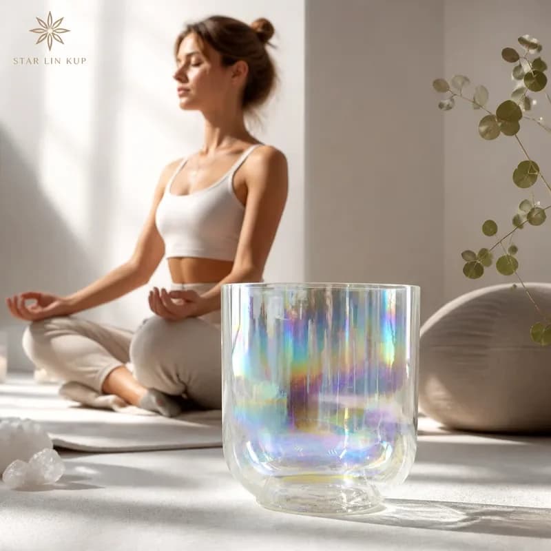STAR LIN KUP 6 Inch Clear Quartz Crystal Singing Bowl Natural Alchemy Cosmic Light Sound Healing Meditation Yoga Chakra