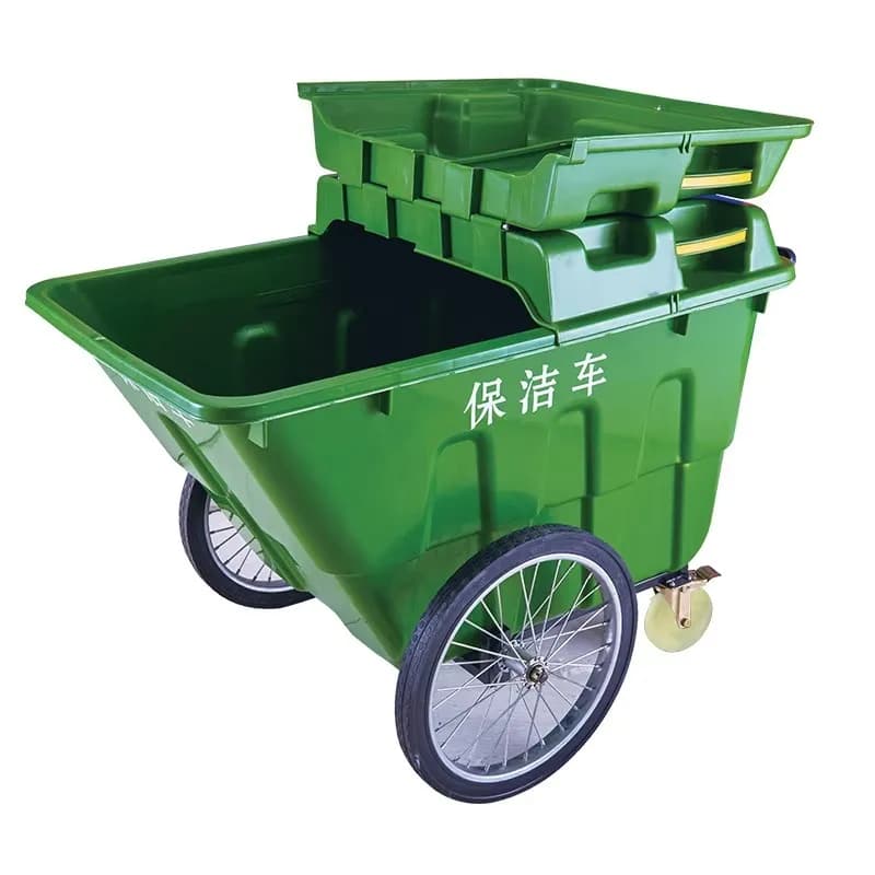 Bidone della spazzatura del contenitore di riciclaggio dei rifiuti del carrello di grandi dimensioni del parco stradale all'aperto di plastica 400L