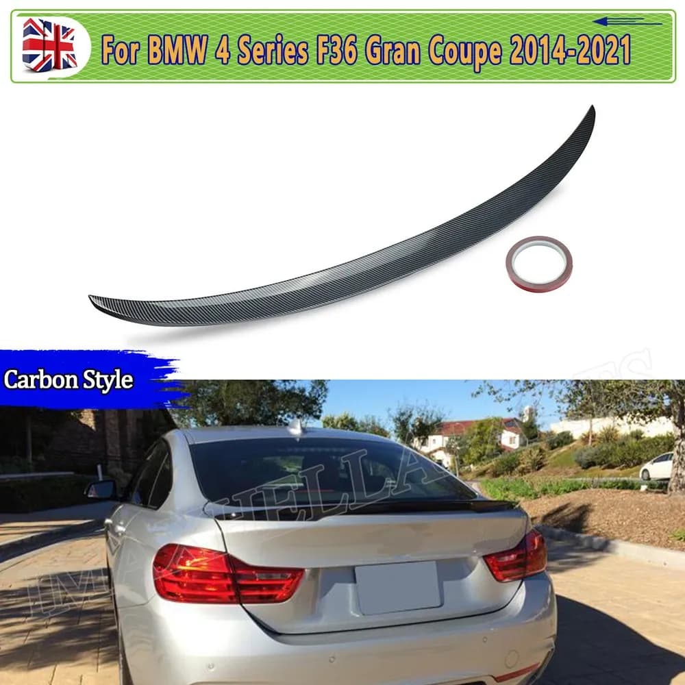 CARBON Look BOTA POSTERIORE Baule Spoiler PER BMW SERIE 4 F36 418i 430d 440i GRAND COUPE 2014-2021 Spoiler Coda Posteriore Labbro Ricambi Auto