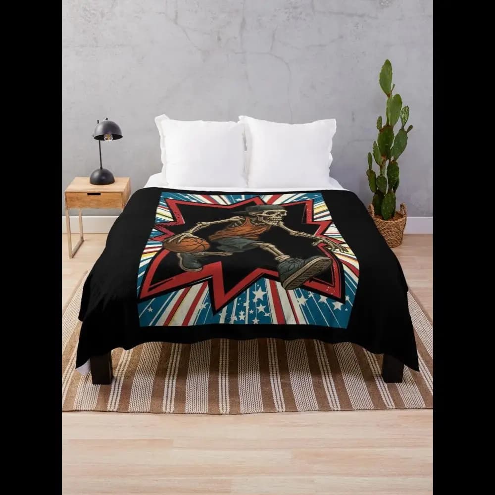 Star Basketball Skull V soft and soft microfiber cover for cosy living room furniture, sofa or bedroom