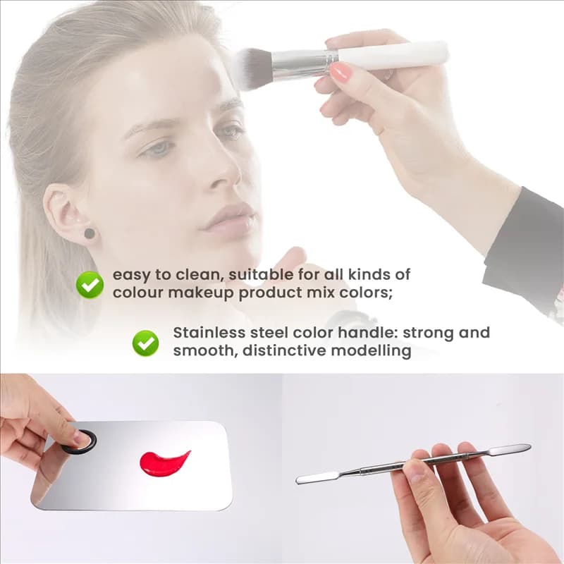 AA20-Vassoio per tavolozza per trucco professionale Tavolozza per fondotinta liquido in acciaio inossidabile per trucco misto Strumenti per trucco artistico per acquerello