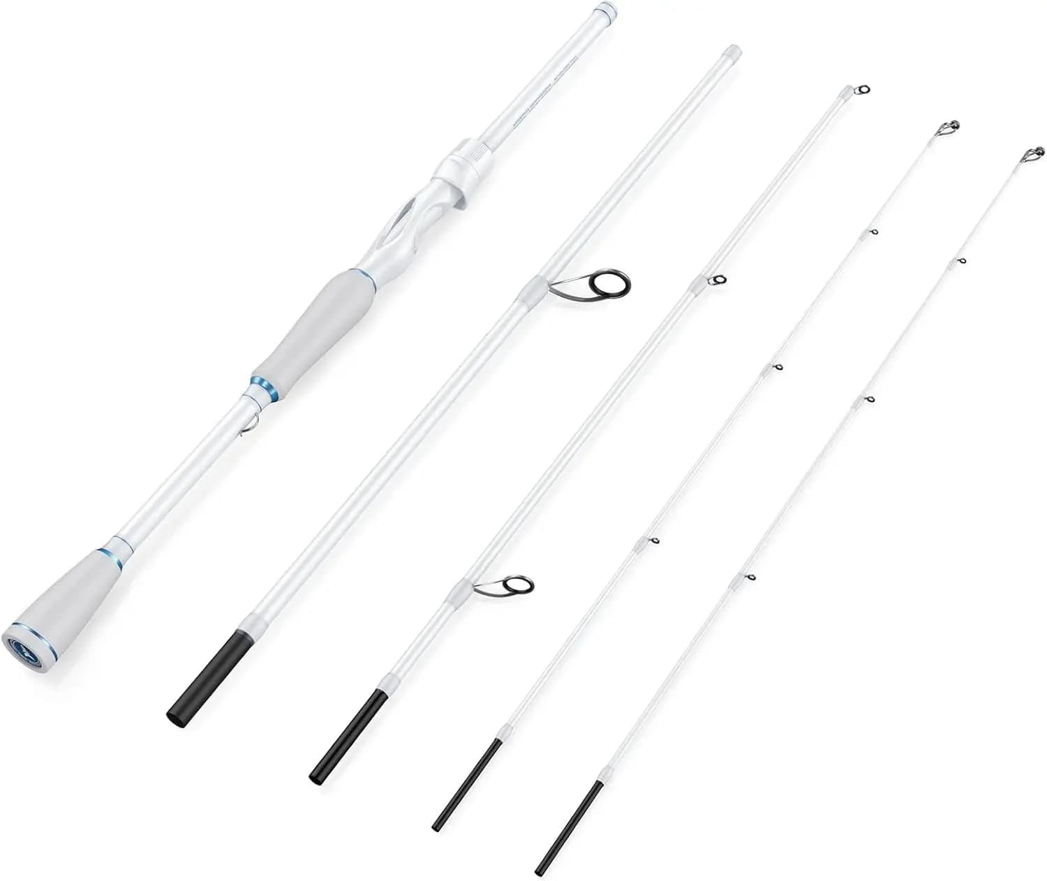 Canne da Pesca da Viaggio 4/5 Pezzi, Canna Portatile da Spinning e Casting con Doppia Punta Extra, in Grafite IM6, Anelli in Acciaio Inox, Anelli in Ceramica, Manico in EVA