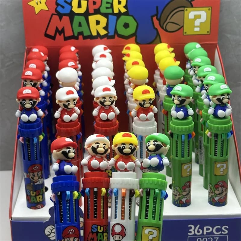 18/36 Pezzi Penne Cartoon Mario, 10 Colori, Penne a Sfera Carine, Penne Gel Cartoon, Forniture per Studenti, Regalo di Cancelleria