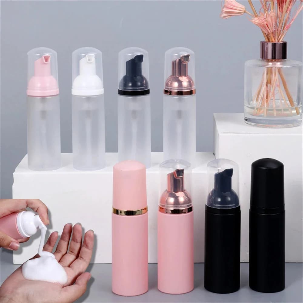 Bottiglie smerigliate con pompa in plastica per dispenser di schiuma piccolo da 60 ml Mini bottiglia riutilizzabile per sapone vuoto per l'imballaggio di cosmetici per la pulizia da viaggio