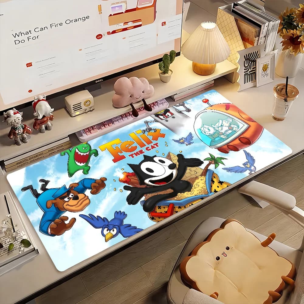 Tappetino per mouse F-Felix the Cat, tappetino per computer in gomma antiscivolo, tappetino da scrivania per gamer, decorazione, per laptop, ufficio, grande