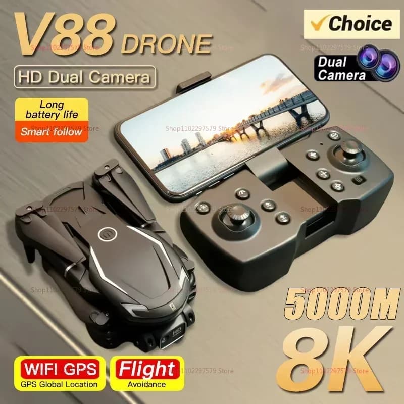 Nuovo Drone RC V88 con Telecamera HD 8K Grandangolare, Quadricottero Pieghevole per Bambini e Adulti, Fotografia Aerea, Giocattolo UAV, Regalo