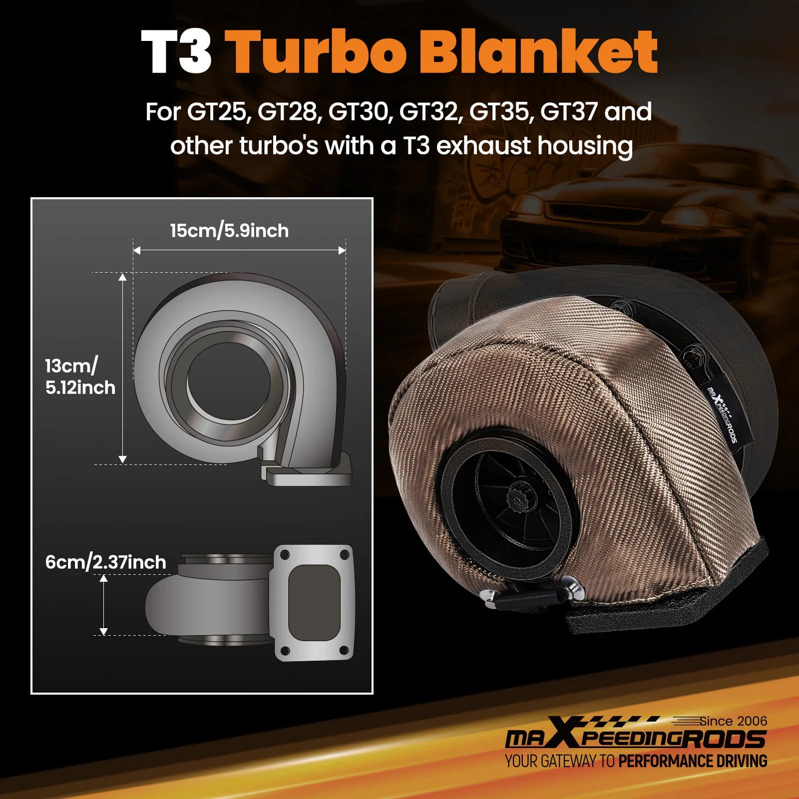 Turbocharger Heat Shield Blanket For Gt30 Gt32 Gt35 T3 Exhaust Heat Protection