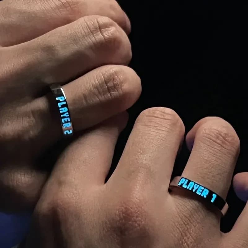 Anelli luminosi a forma di cuore d'amore Gioielli Regalo di San Valentino Anello luminoso verde blu Coppia Anello per dito indice con lettera creativa
