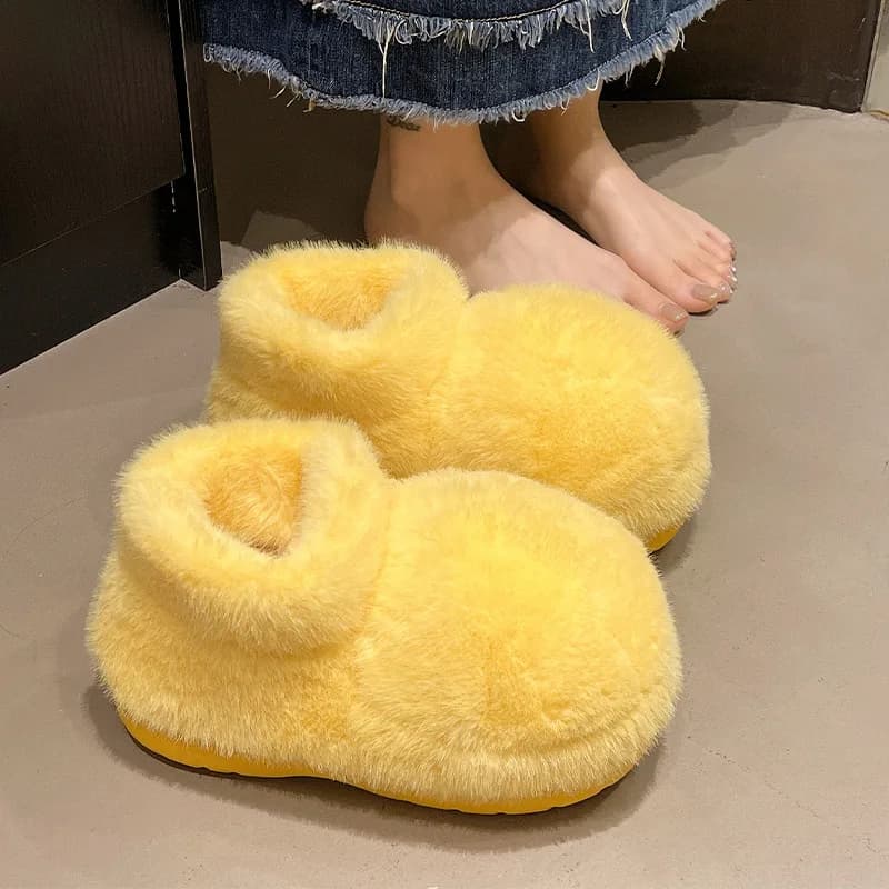 Women's Indoor Smooth Street Slippers Summer Platform Shoes High Style Snow Boots for Home Anti-slip Hot Fur