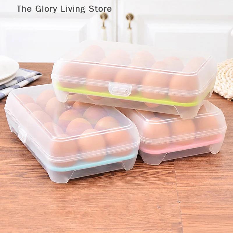 Scatola per uova a 15 griglie Forniture per la cucina di casa Frigorifero Contenitore per uova Scatola per conservazione della freschezza Vassoio Organizzazione in plastica multistrato
