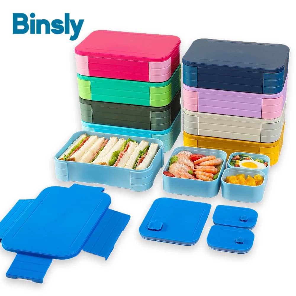 Scatola per il pranzo moderna Bento Contenitore per alimenti a tenuta stagna a 4 scomparti Scatola per la preparazione dei pasti portatile per viaggi scolastici in ufficio