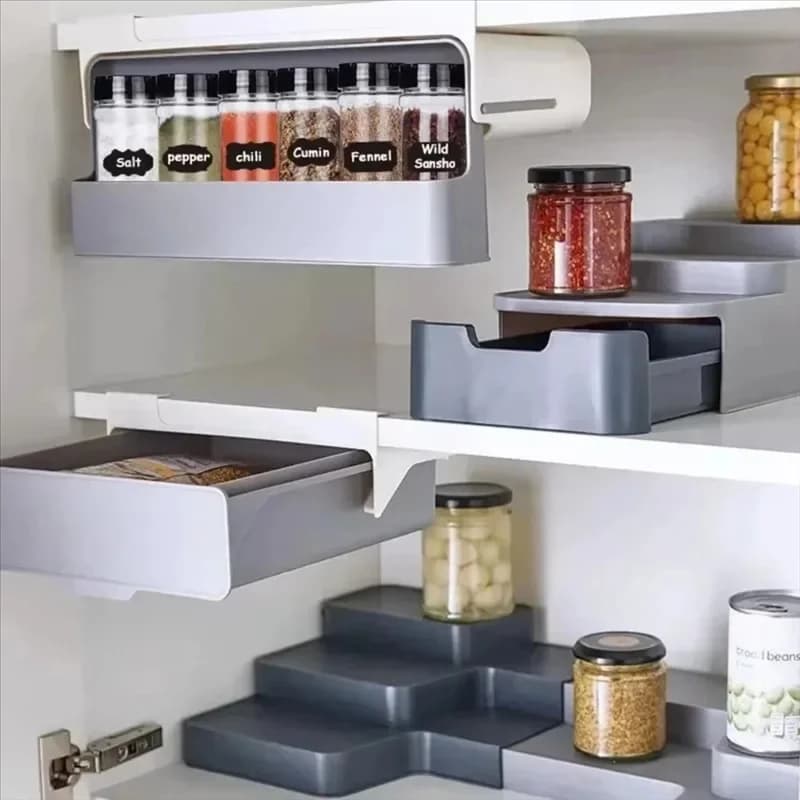 Set combinato di materiali ABZV Portapezie a parete Scatole per condimenti regolabili non perforate per custodia per barbecue
