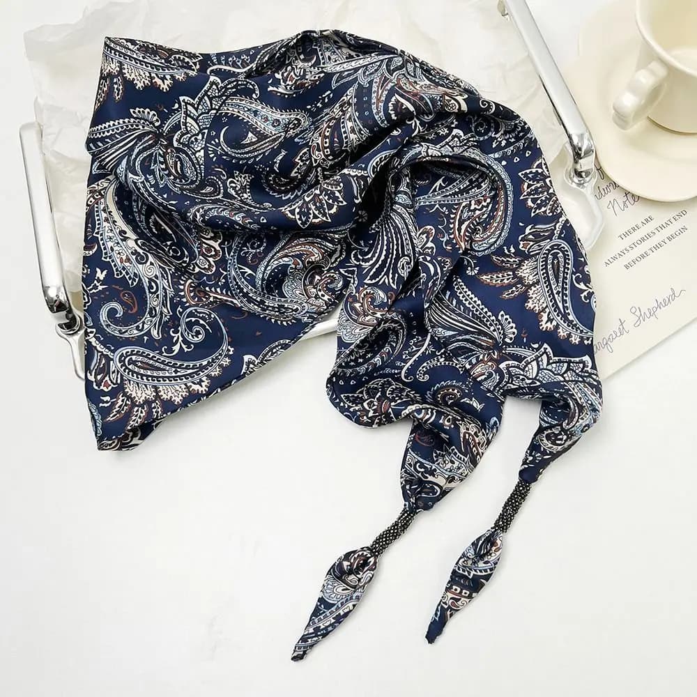Imitation Silk Cashew Floral Silk Scarf Literary Style Versatile Accessory Women's Waist Scarf Waist Triangle Scarf Belt