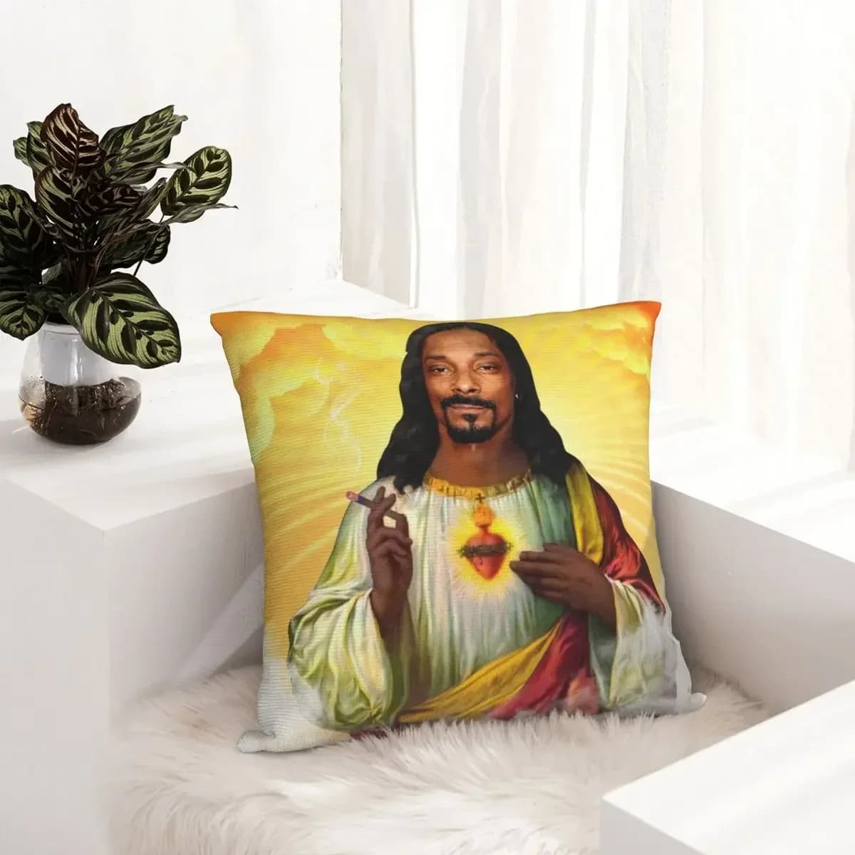 VIKAMA Saint Jesus blanket set, durable fishing felt cushion cover, bedroom, living room and car seat cover, home decoration