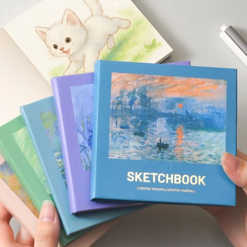 Oil Painting Square Small and Mini Painting Book Carry Blank Drawing Paper Sketch Drawing Sketchbooks Pocket Book