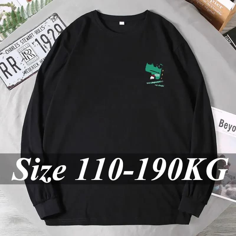Felpa da uomo taglie forti 1XL-7XL T-shirt a maniche lunghe 110-190KG Pullover Autunno Inverno Pieno cotone Abbigliamento maschile di grandi dimensioni