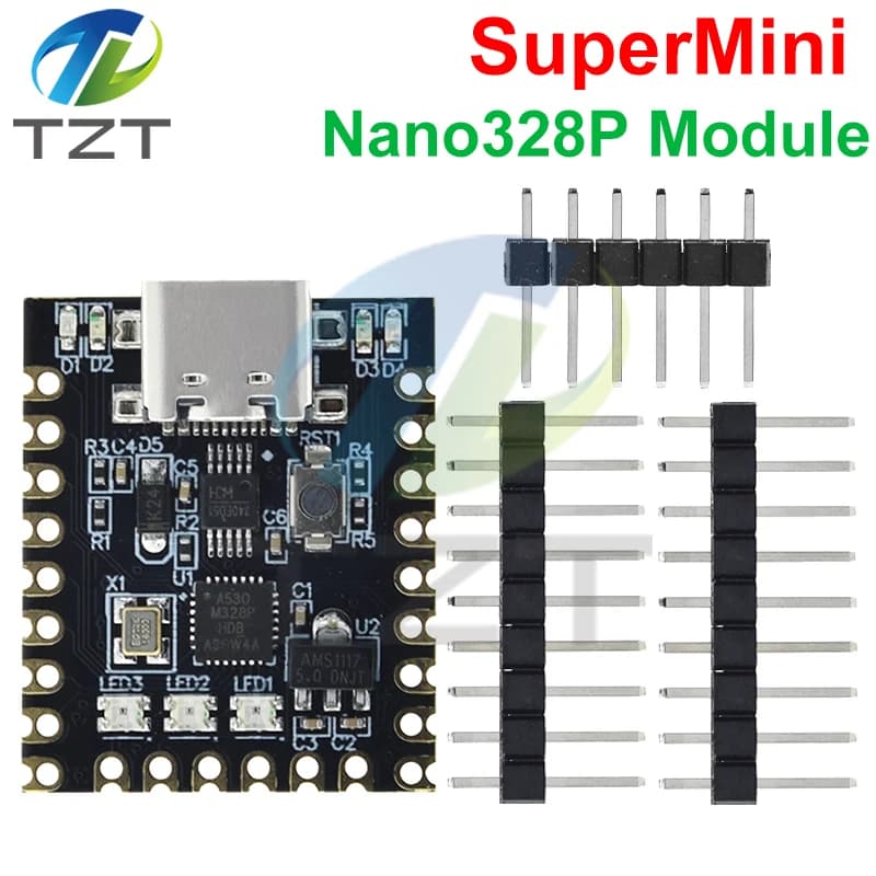 TZT 1/2/3 Pezzi NANO V3.0 / Nano SuperMini Scheda di Sviluppo Tipo-C con Chip Atmega328p Porta Seriale Ch340 per Arduino
