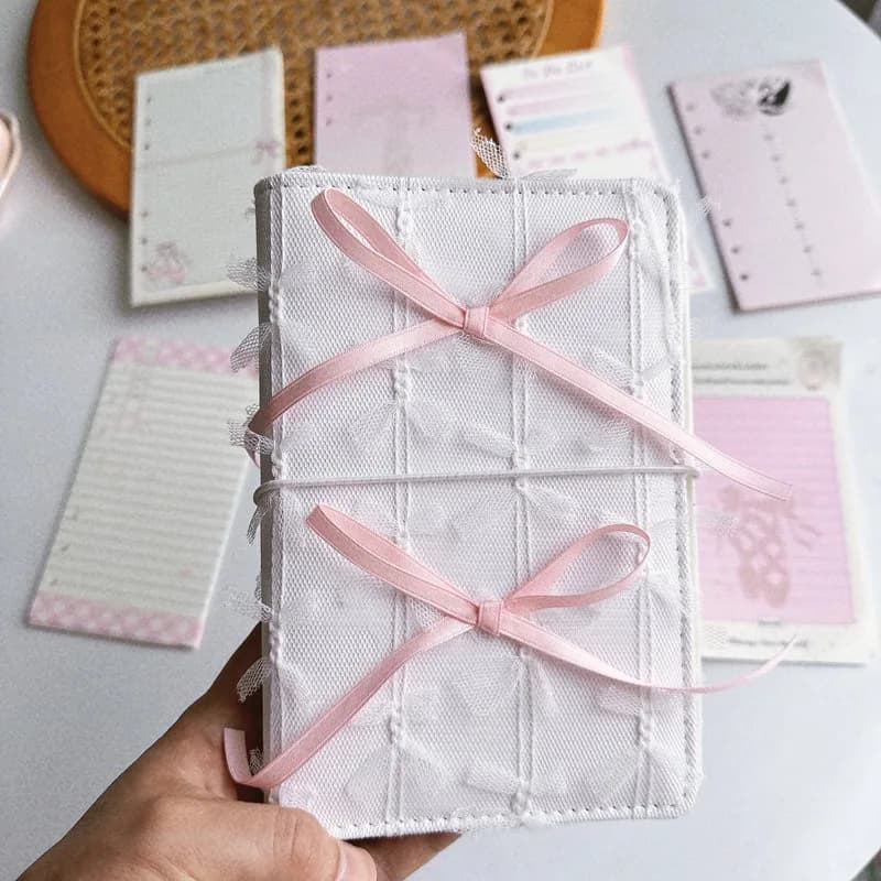 Kawaii Ballet busta garza bow binder Notebook A6 fogli sciolti Planner pizzo Agenda libro regalo blocco note cancelleria scolastica