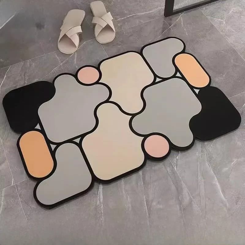 Quick Dry Silicon Dendroid Mat Bathroom Entrance Water Absorbent Non Slip Home Carpet Toilet Entrance Rug Geometric Pattern