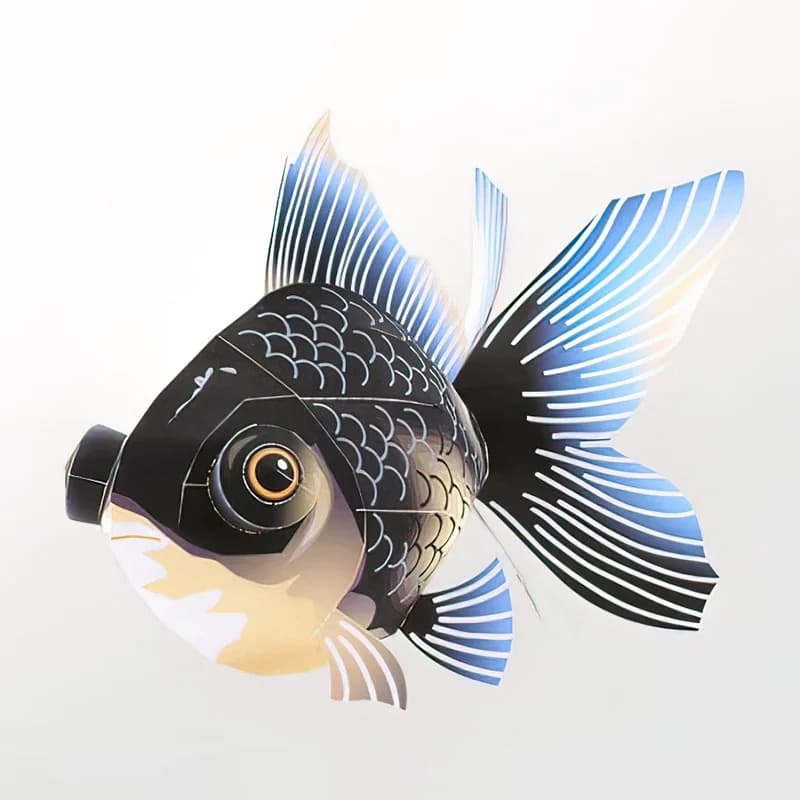 Black Goldfish Fish Origami Art Mini 3D Folded Paper Model Papercraft Animal Figure DIY Kids Adult Handmade Craft Toys QD-298