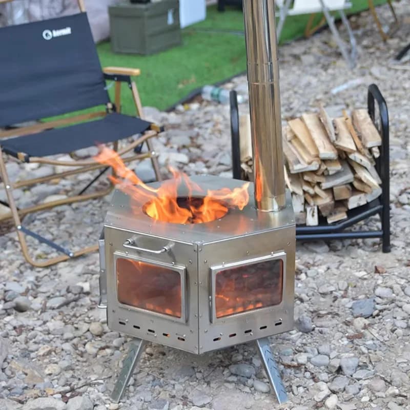 'Popolare daCutting stove Foldable Multifunction Stainless Steel 15L, Hexagonal Stove Portable for Open Kitchen