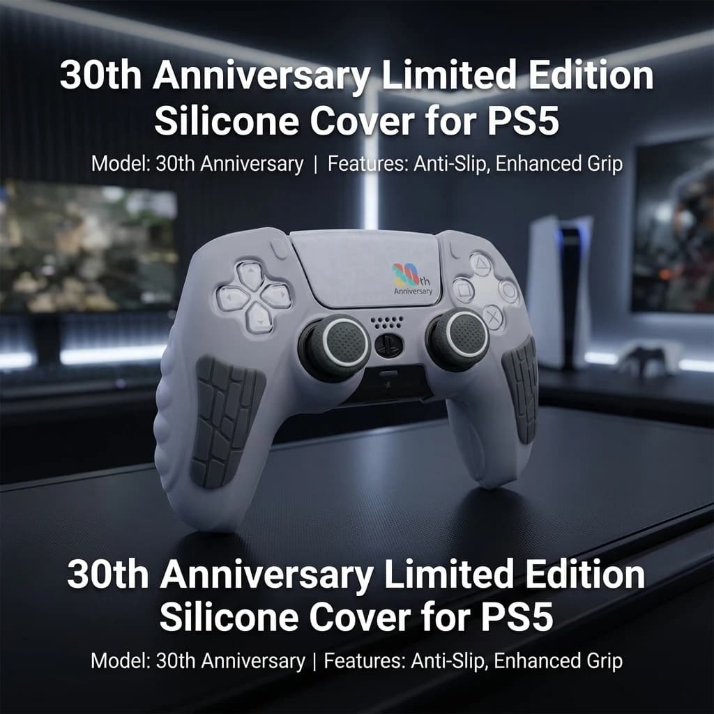 Cover in Silicone per Controller PS5 Edizione Limitata 30° Anniversario con Adesivo Touch Screen, Accessorio per Guscio Controller PlayStation5
