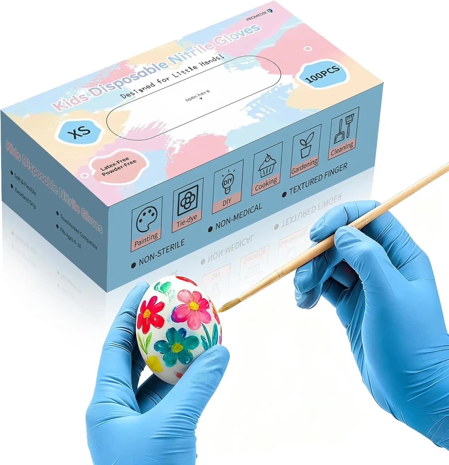 Kids Gloves Disposable for 6-10 Years,100PCS Nitrile Gloves for Crafting,Cooking,Gardening, Latex-Free,Powder-Free