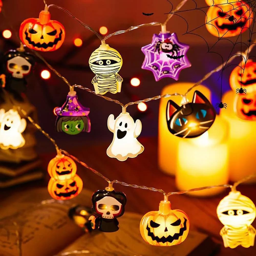 Luci a LED per Halloween transfrontaliere, ragno, demone, zucca, luci, atmosfera, feste a tema, scene di feste, corde luminose decorative