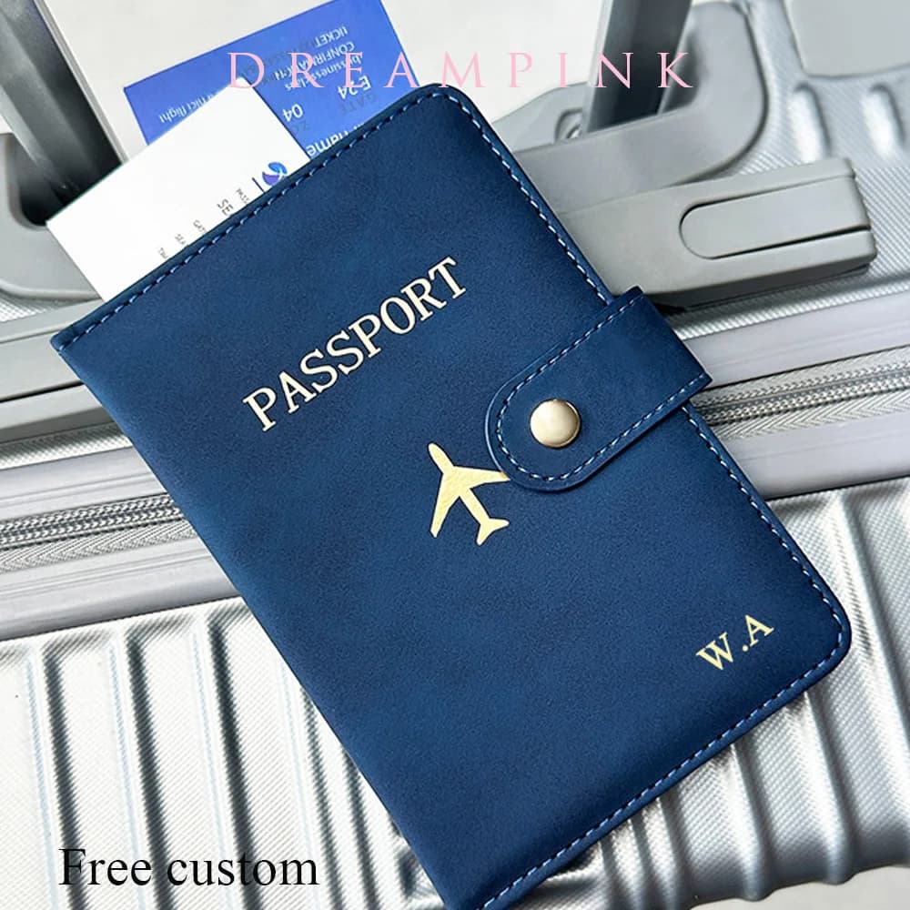 Personalizza il nome Portafoglio per passaporto da viaggio Aereo di lusso da uomo Copertina per passaporto d'affari Nome personalizzato Regalo Accessori da viaggio per donna