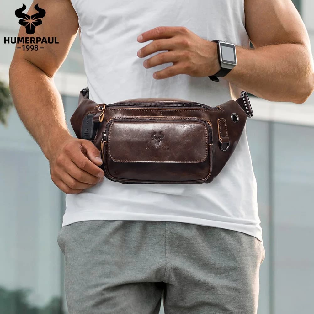 Marsupio da uomo in vera pelle marsupio da uomo casual marsupio da cintura marsupio per cellulare moda borse da viaggio a tracolla
