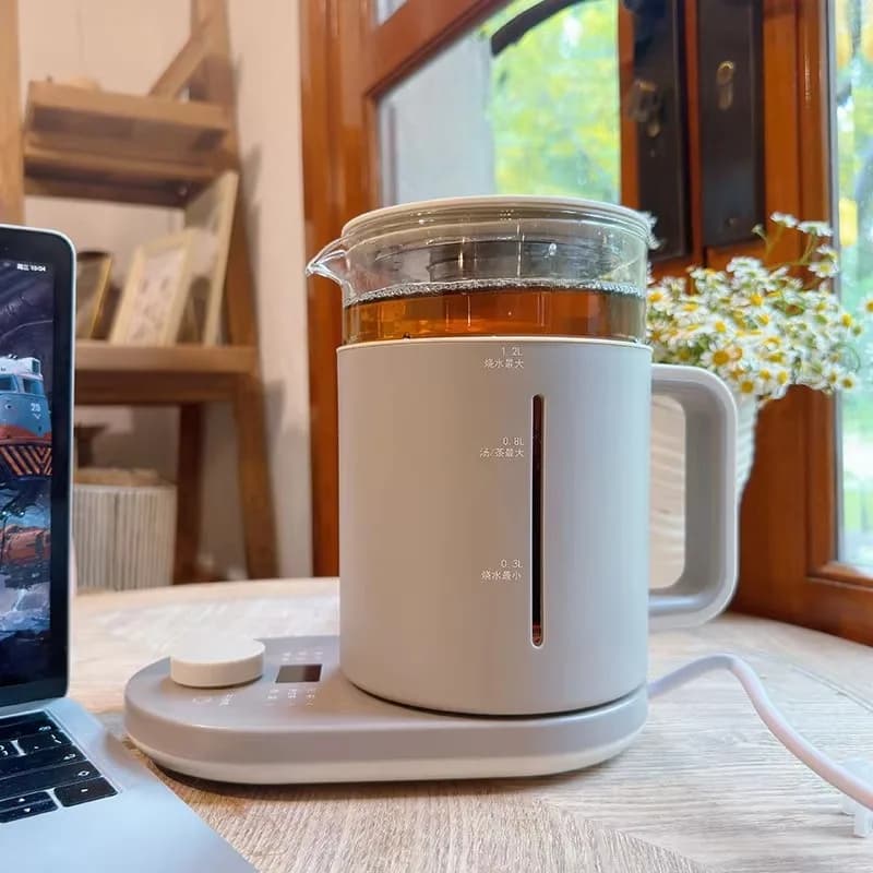 1.2L Borosilicate Glass Multifunction Kettle with Tea Infuser, for Office and Kitchen, Ideal for Tea at Flowers