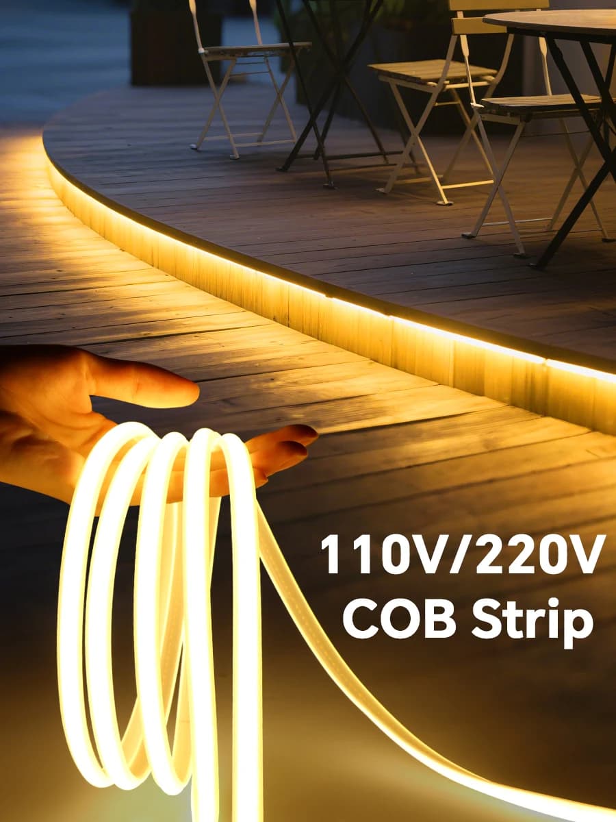 220V 110V COB Impermeabile Tubo di Silicone Puro HA CONDOTTO LA Luce di Striscia 1M-35M Stringa di Illuminazione Esterna Per Il Giardino Cortile Decorazione Di Natale