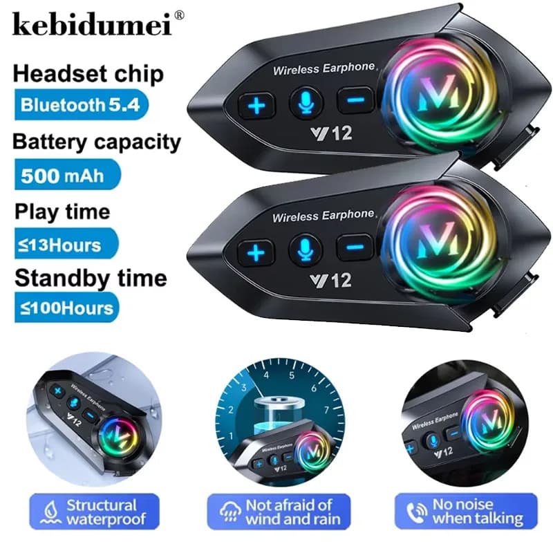 Y12 Doppio microfono Casco moto Auricolare Chiamata in vivavoce wireless Kit telefonico Lettore musicale MP3 impermeabile Altoparlante Radio FM Auricolare