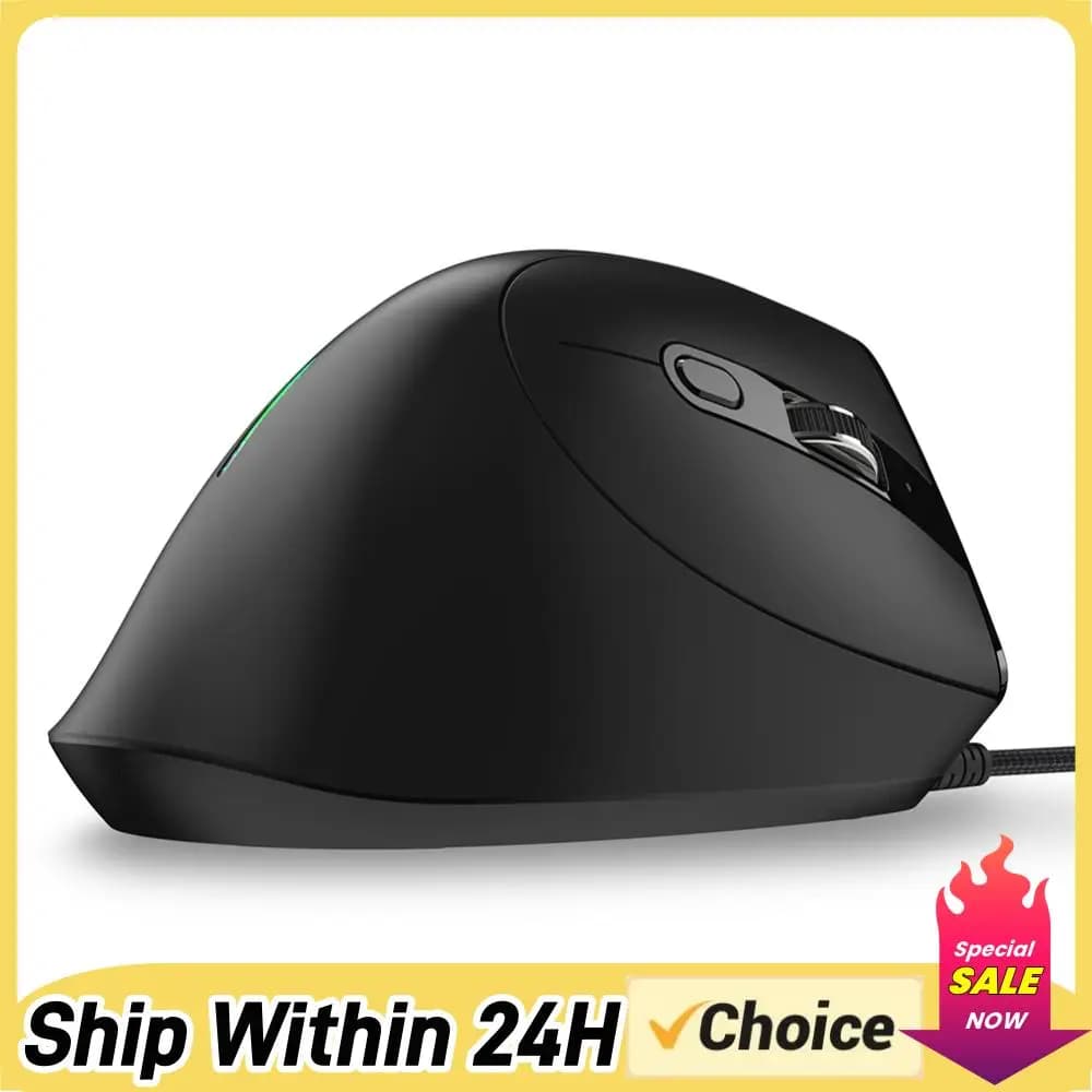 Mouse da Gaming USB Cablato ZELOTES T-50 con 9 Pulsanti, Mouse Verticale RGB Ergonomico Regolabile fino a 12800 DPI per PC