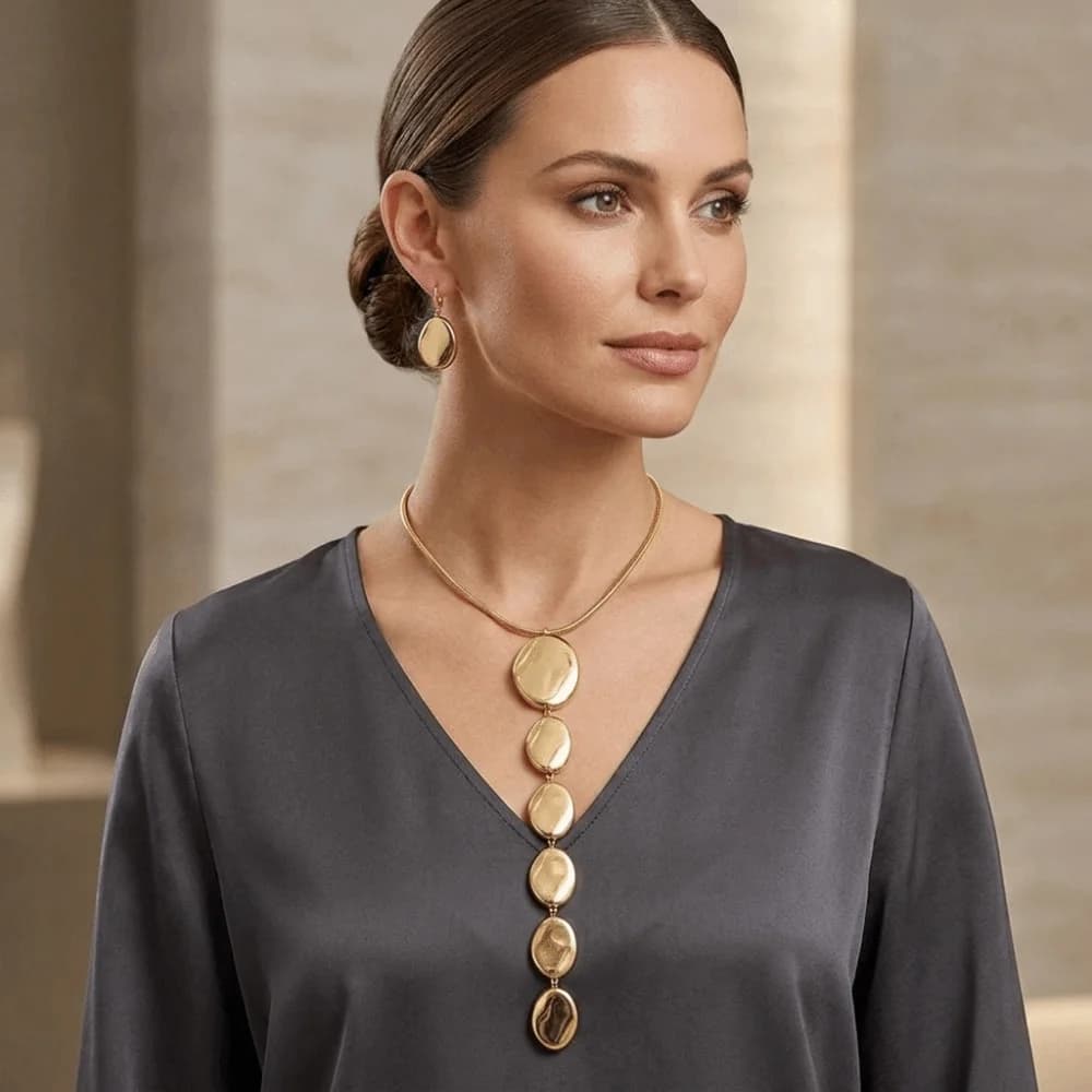 Set di Gioielli con Pendente Geometrico Irregolare a Forma di Y, Stile Metallico Esagerato, Portatile e Riutilizzabile