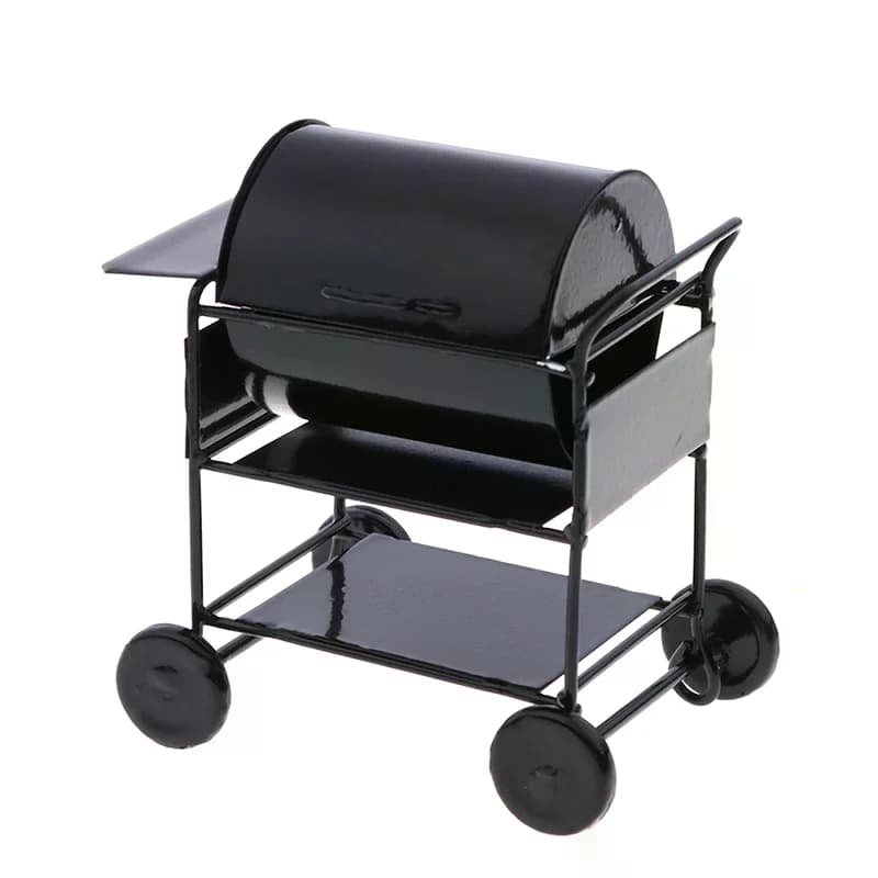 Miniatura di barbecue in scala 1/12, ornamenti per casa delle bambole, gadget da cucina, mini mobili per casa delle bambole, giocattoli per bambini