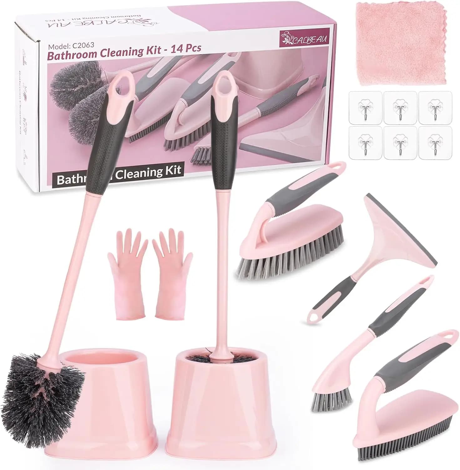 Set di 2 Spazzole per WC con Supporto, Accessori per il Bagno, 14 Pezzi