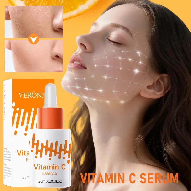 Serum Viso alla Vitamina C per Pelle Scura, Schiarente, Anti-Rughe, Hydratante e Riparatore per Pelle Opaca