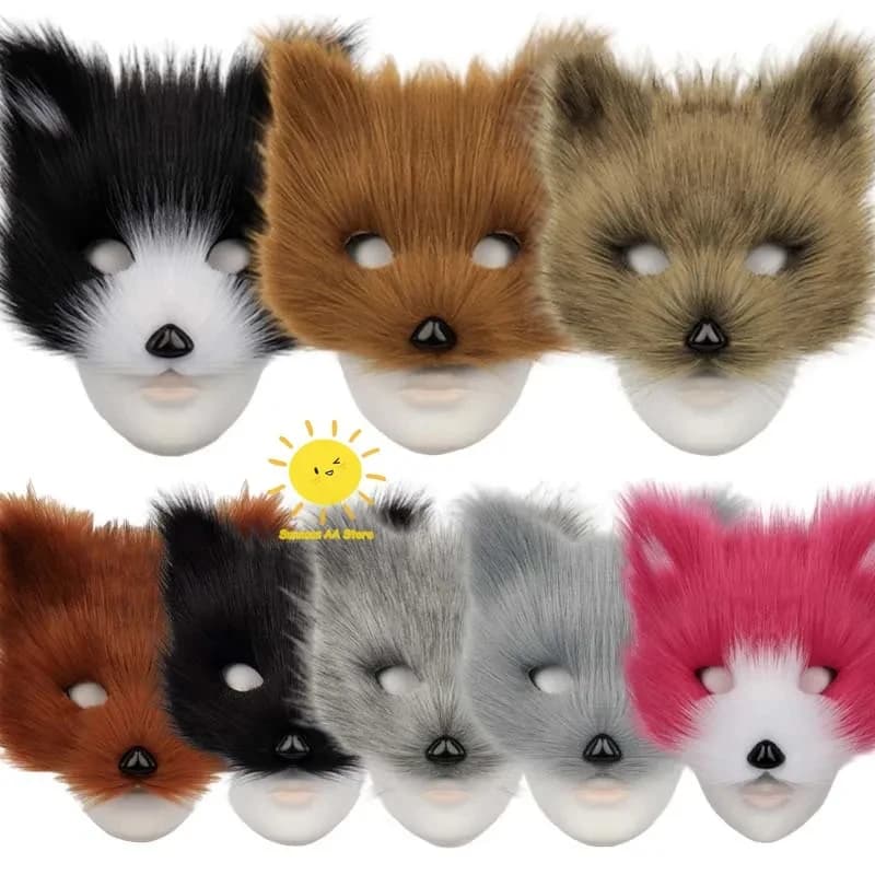 ❤️ ❤️ ❤️ Maschera di Halloween a Mezzo Volto in Peluche, Maschera di Volpe Artificiale, Accessori per Cosplay Horror, Maschera di Volpe Colorata Unisex per Carnevale ❤️ ⭐️ ❤️