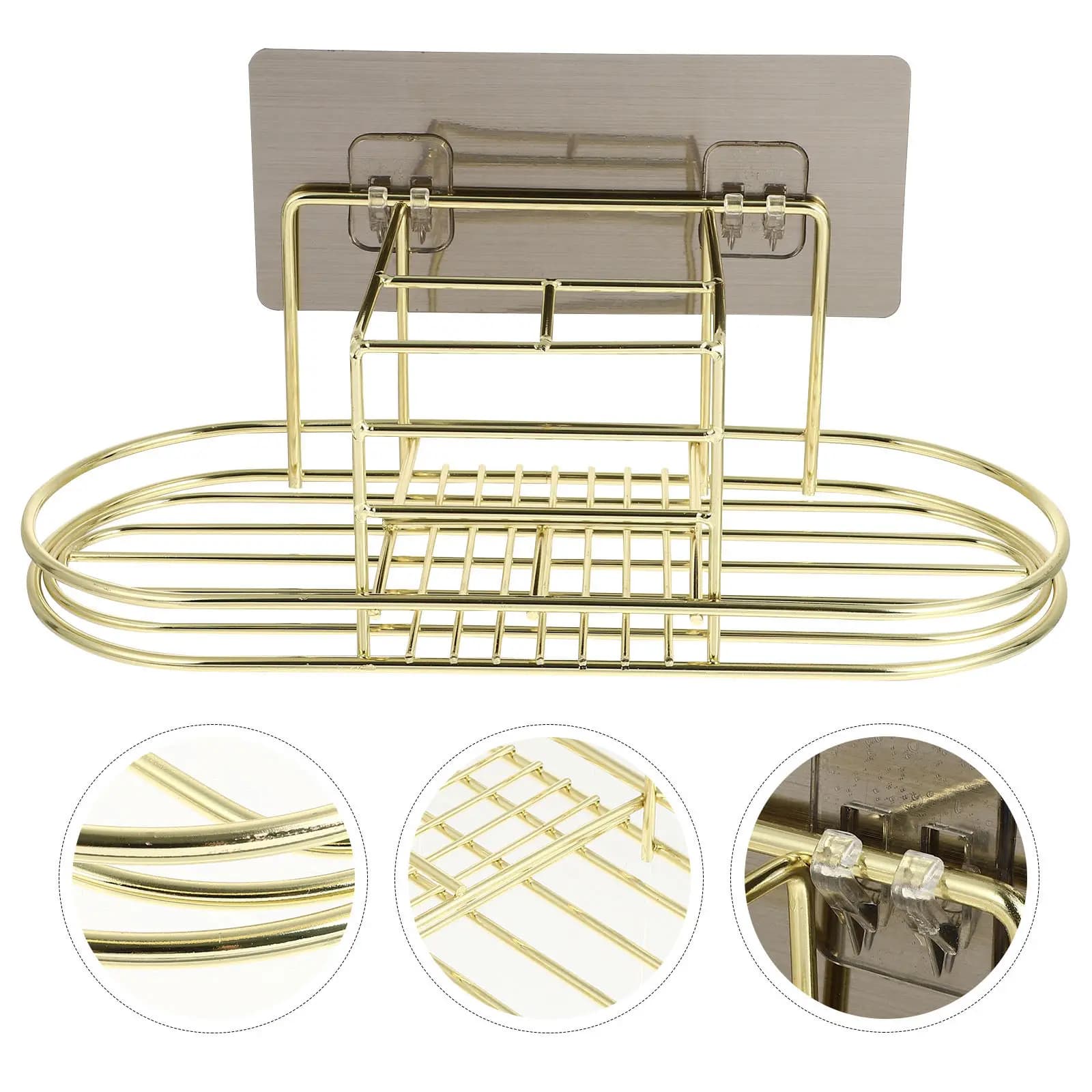 Portaspazzolino Dorato in Acciaio Inossidabile, Organizzatore per Bagno, Porta Dentifricio con Drenaggio, Impermeabile e Antiruggine