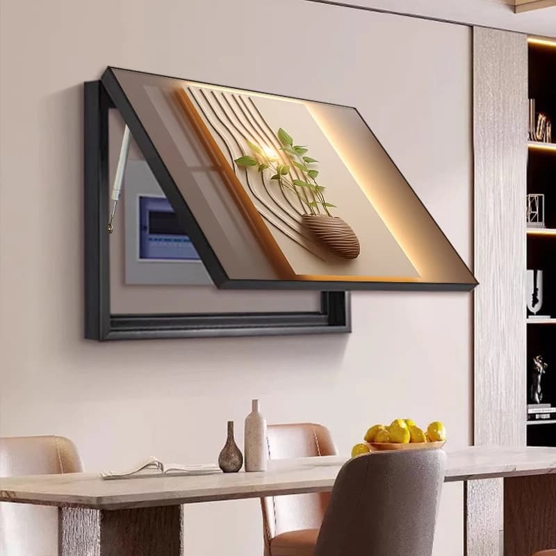 Scatola contatore elettrico per fiori e piante verdi Pittura decorativa Scatola di distribuzione artistica con luce fresca e ombra Pittura sospesa