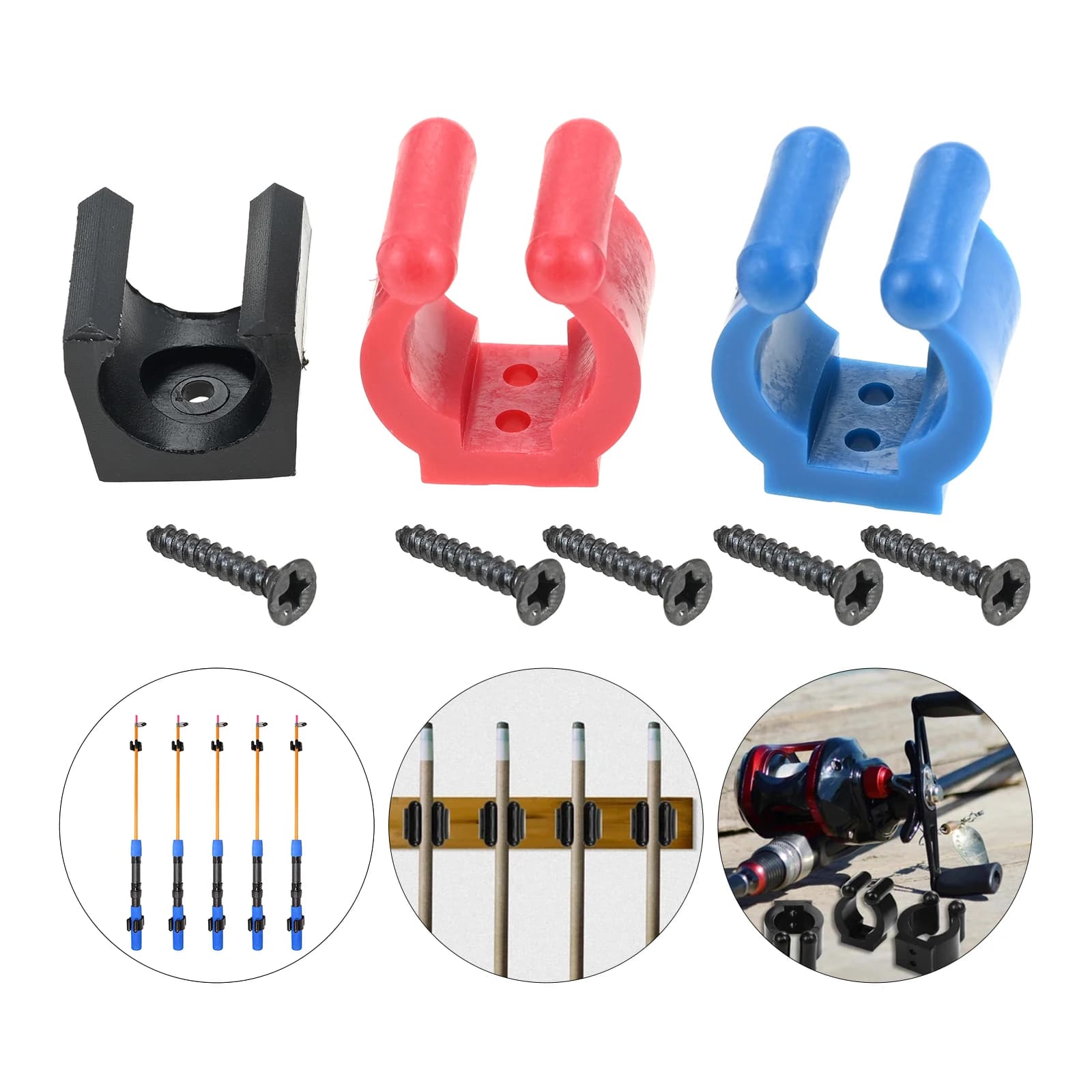 10 pz Multi-funzionale Canna Da Pesca Supporto Clip di Stoccaggio Rack Morsetti Nero/Rosso/Blu Cue Pinze Canna Da Pesca Cremagliera di Stoccaggio 14mm/17mm