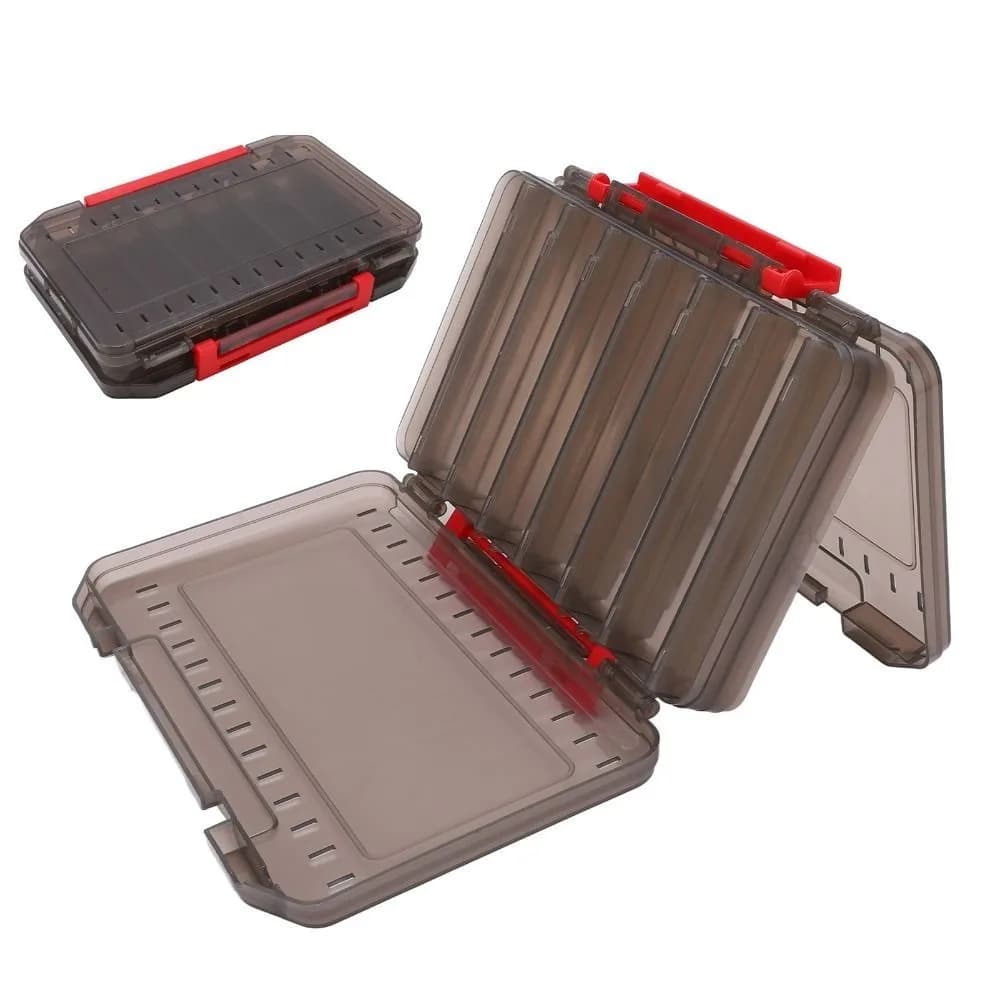 Double Sided Fishing Esche Box with Handle, 14 Parts, Waterproof and Breathable, Esche Container with Ventilation for Fishermen
