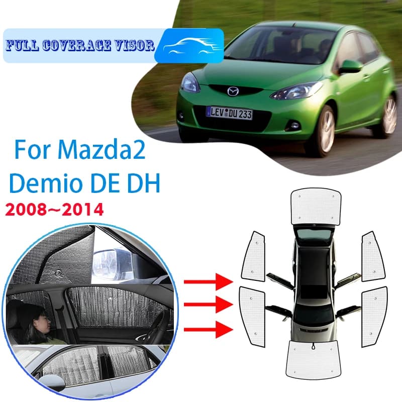 Parasole a copertura totale per Mazda 2 Demio DE DH 2008 ~ 2014 accessori per auto Hatchback protezione solare parabrezza visiera laterale per finestra